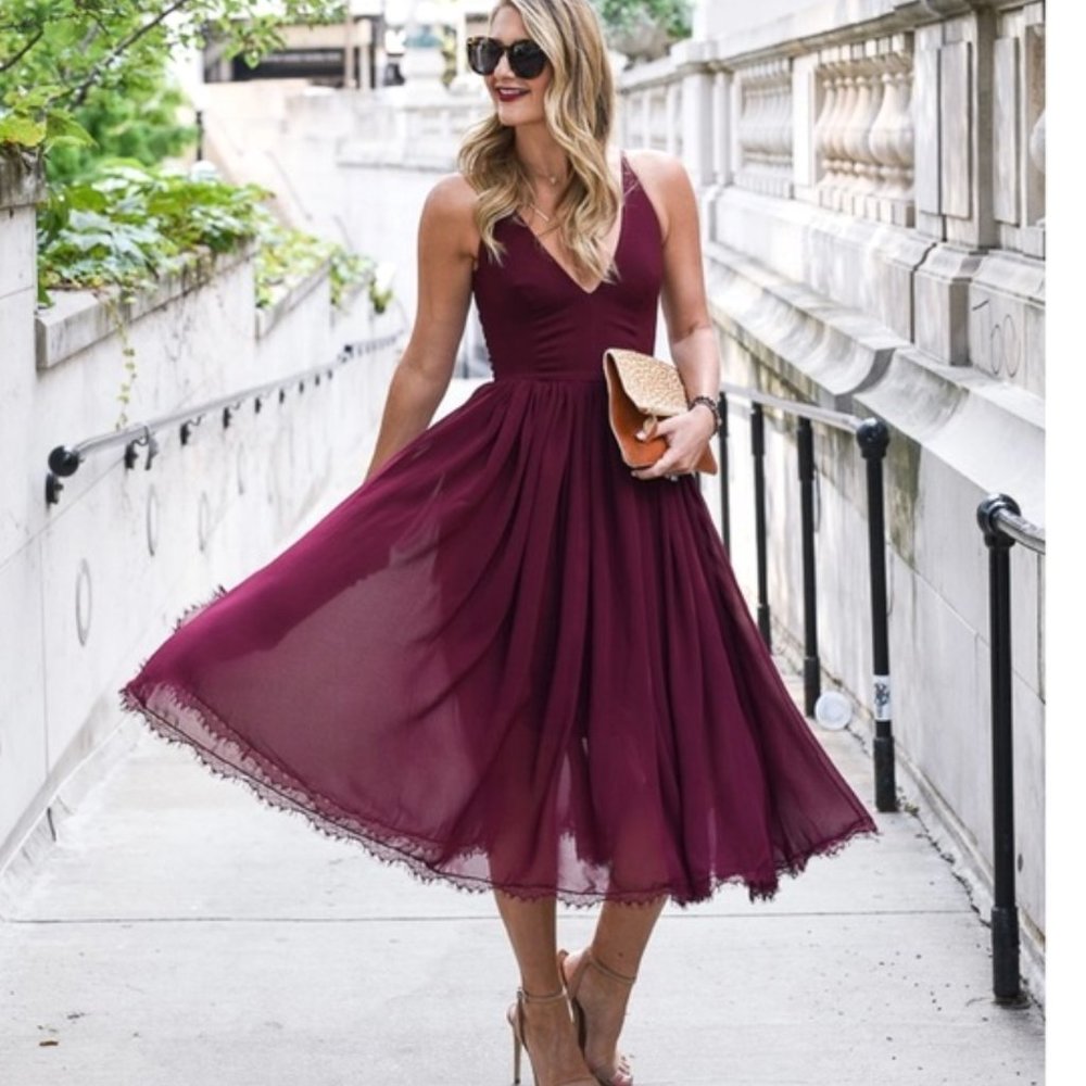 Dress the Population Alicia chiffon Midi Dress, NWOT, size XS